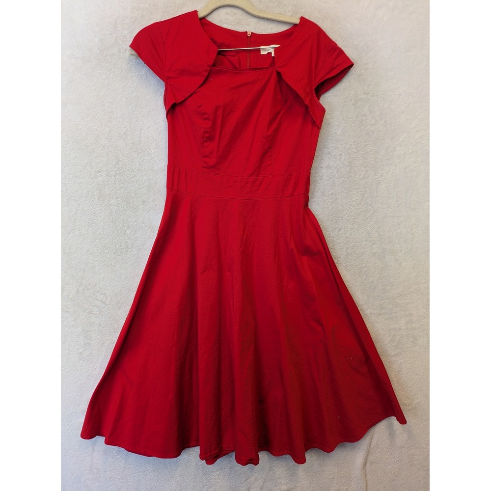 Homrain Women's Size S Red Fit and Flare Rockabilly Dress Cap Sleeve